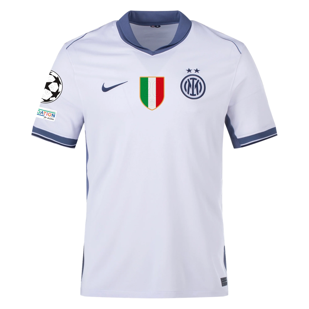 Nike Inter Milan Henrikh Mkhitaryan Away Jersey w/ Champions League + Scudetto Patch 24/25 (Summit White/Iris Whisper)