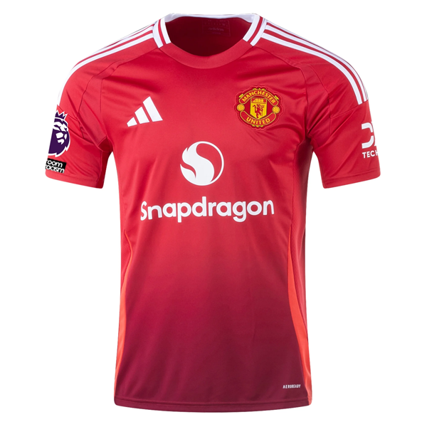 adidas Manchester United Rasmus HÃ¸jlund Home Jersey w/ EPL + No Room For Racism 24/25 (MUFC Red)