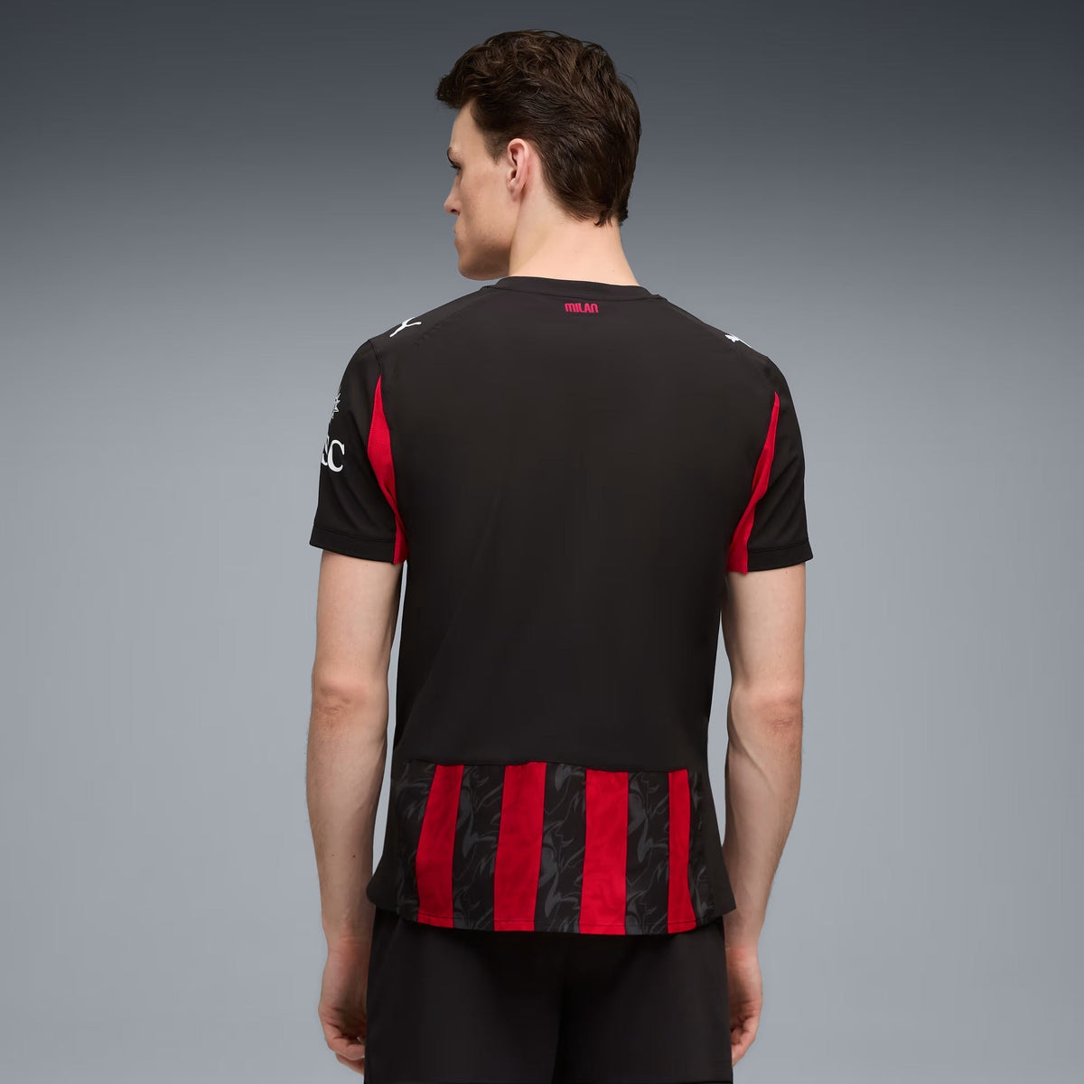 Puma Gimenez Men's AC Milan Authentic Home Jersey 25/26 w/ Seria A Patch (Red/Black)