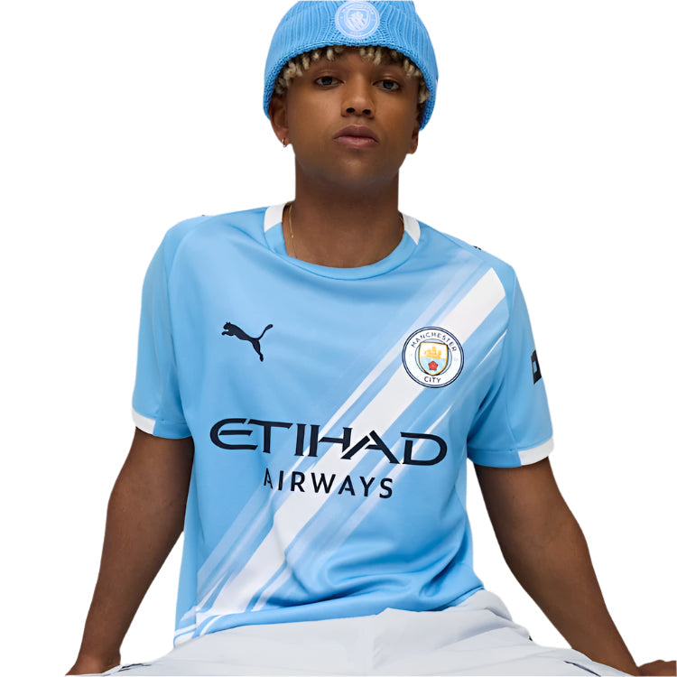 Puma Bernardo Silva Manchester City Home Jersey 25/26 w/ EPL + Sponsor Patch (Team Light Blue/Puma White)