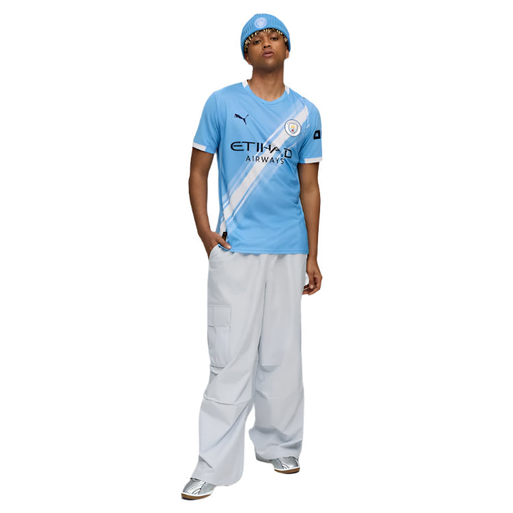 Puma Ederson Manchester City Home Jersey 25/26 w/ EPL + Sponsor Patch (Team Light Blue/Puma White)