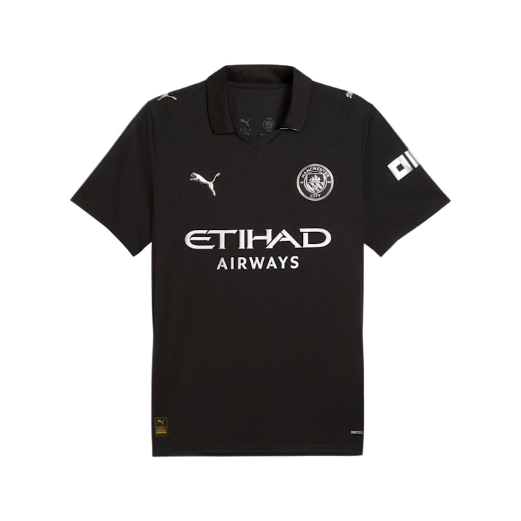 Puma Bernardo Men's Manchester City Away Jersey 25/26 w/ NRFR + EPL Patches (Puma Black)
