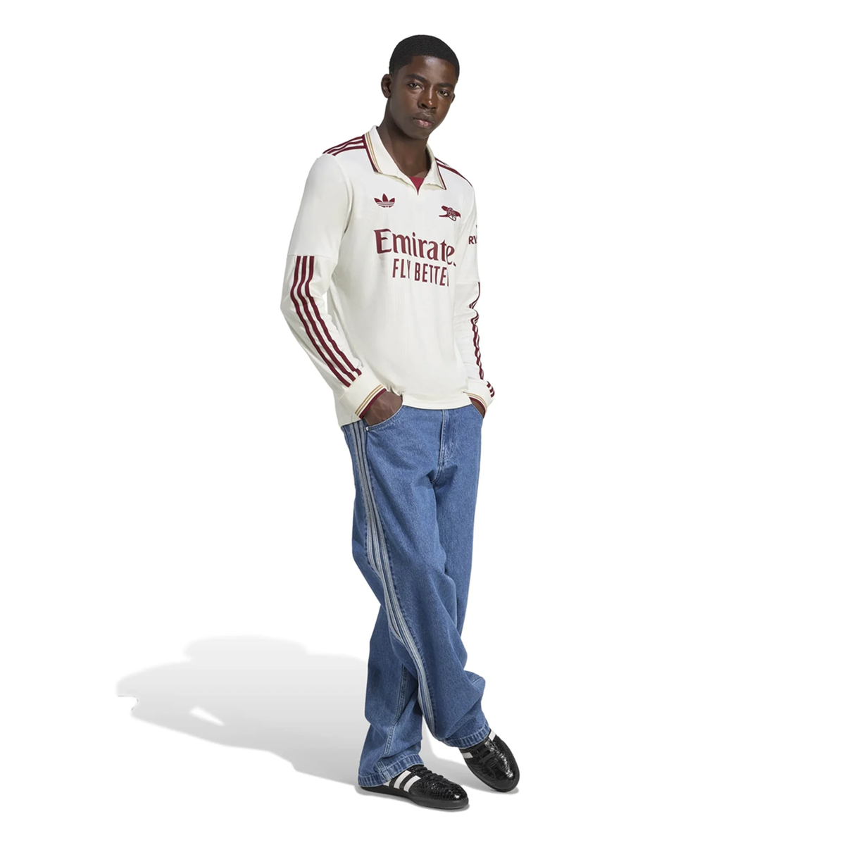 adidas Arsenal Third Long Sleeve Jersey 25/26 (White/Burgundy)