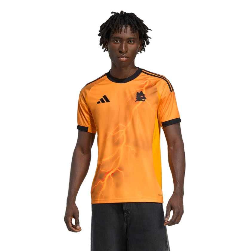 adidas Roma NiccolÃ² Pisilli Away Jersey w/ Serie A Patch 25/26 (Orange/Black)