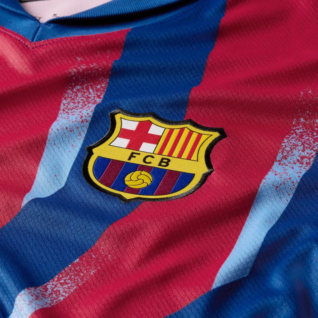 Nike Men's FC Barcelona M. Casado 4th Jersey 25/26 w/ La Liga Patches (Blue/Red/Yellow)