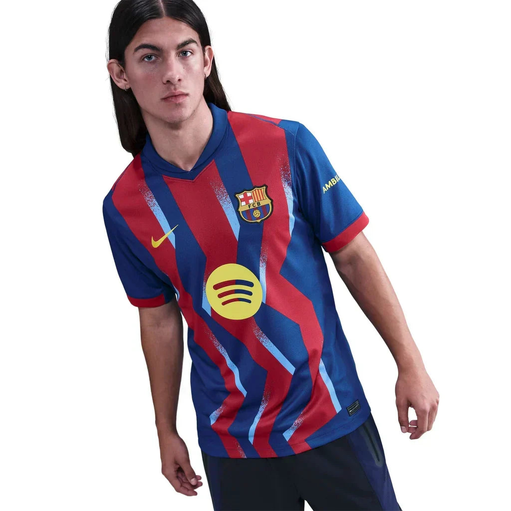Nike Men's FC Barcelona F. De Jong 4th Jersey 25/26 w/ La Liga Patches (Blue/Red/Yellow)