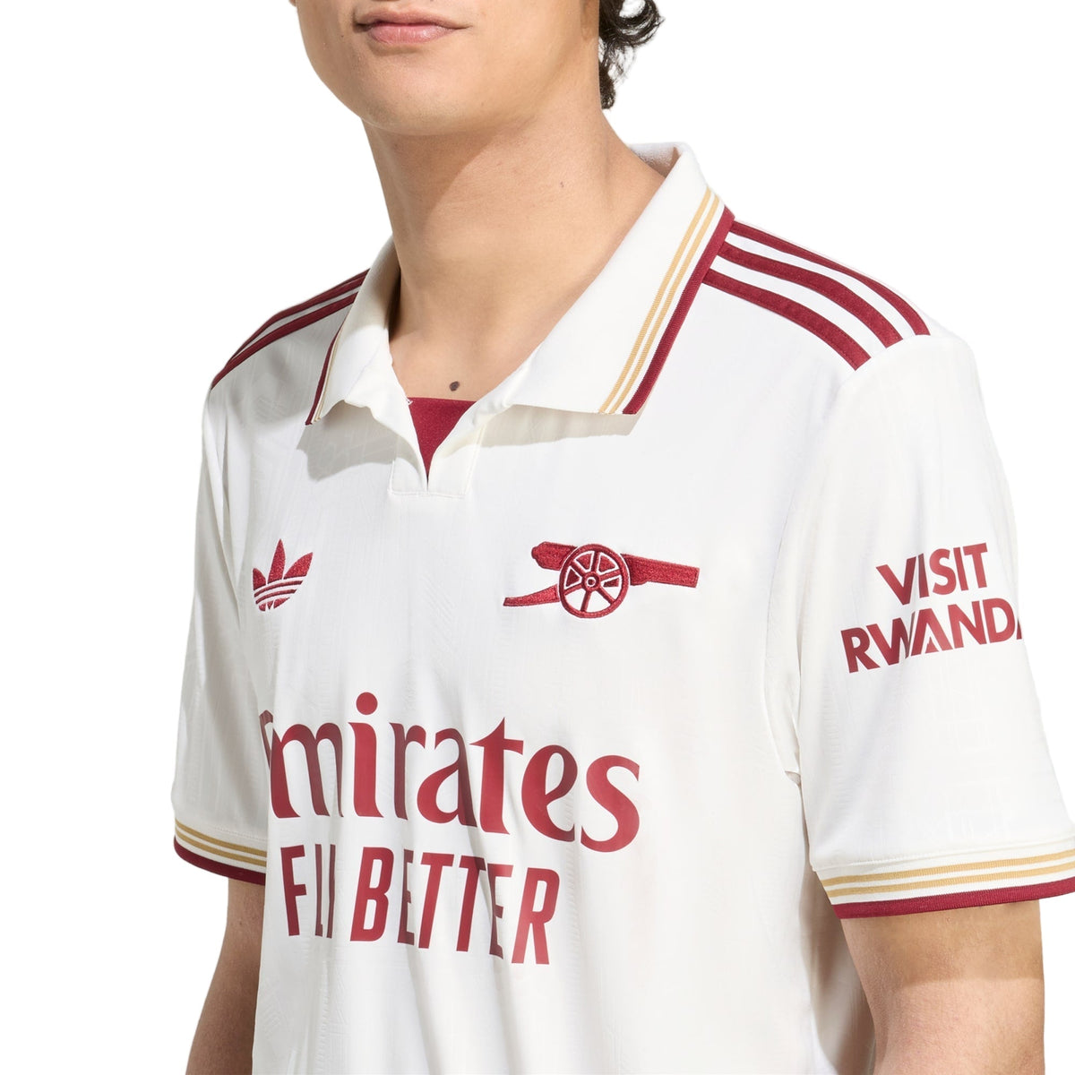 adidas Merino Men's Arsenal FC Third Jersey 25/26 w/ NRFR + EPL Patches (White/Burgundy)