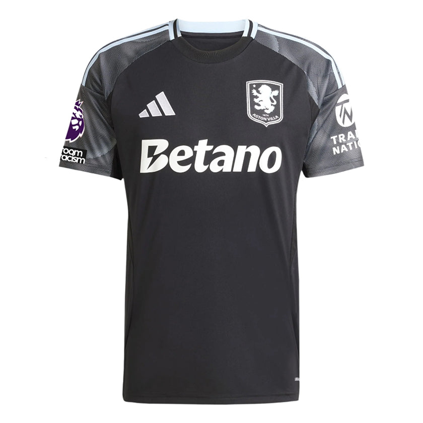 adidas Mings Men's Aston Villa 25/26 Away Jersey w/ EPL + NRFR Patches (Black/Global Blue)