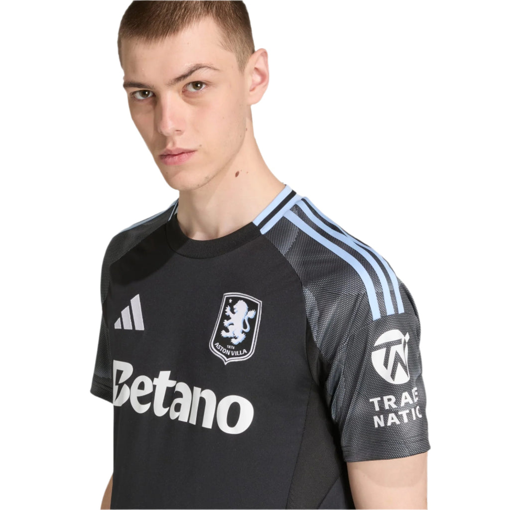 adidas Mings Men's Aston Villa 25/26 Away Jersey w/ EPL + NRFR Patches (Black/Global Blue)