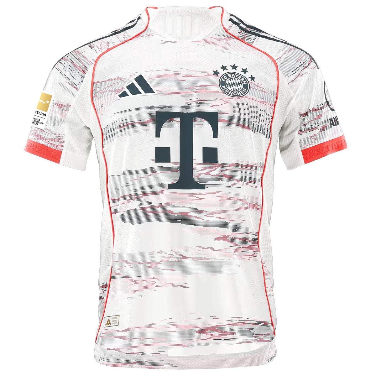 adidas Laimer Authentic Away Jersey 25/26 w/ Sponsor + Meister Bundesliga Patch (White/Red)