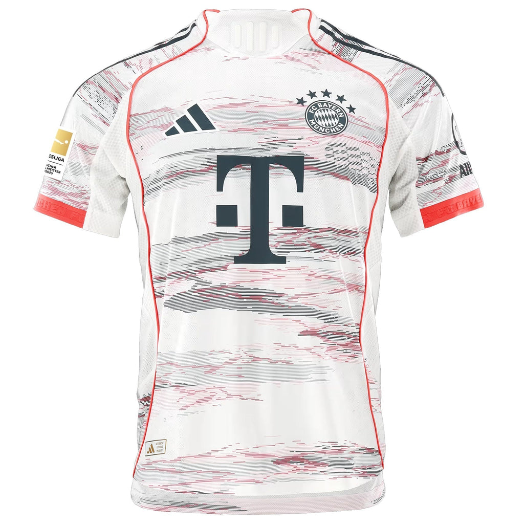 adidas Musiala Authentic Away Jersey 25/26 w/ Sponsor + Meister Bundesliga Patch (White/Red]
