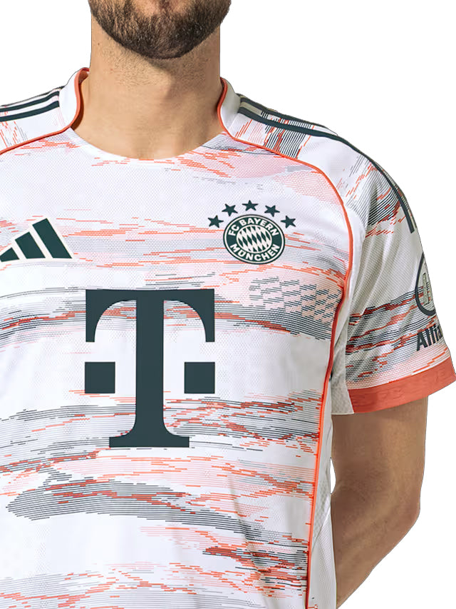 adidas Stanisic Authentic Away Jersey 25/26 w/ Sponsor + Meister Bundesliga Patch (White/Red]