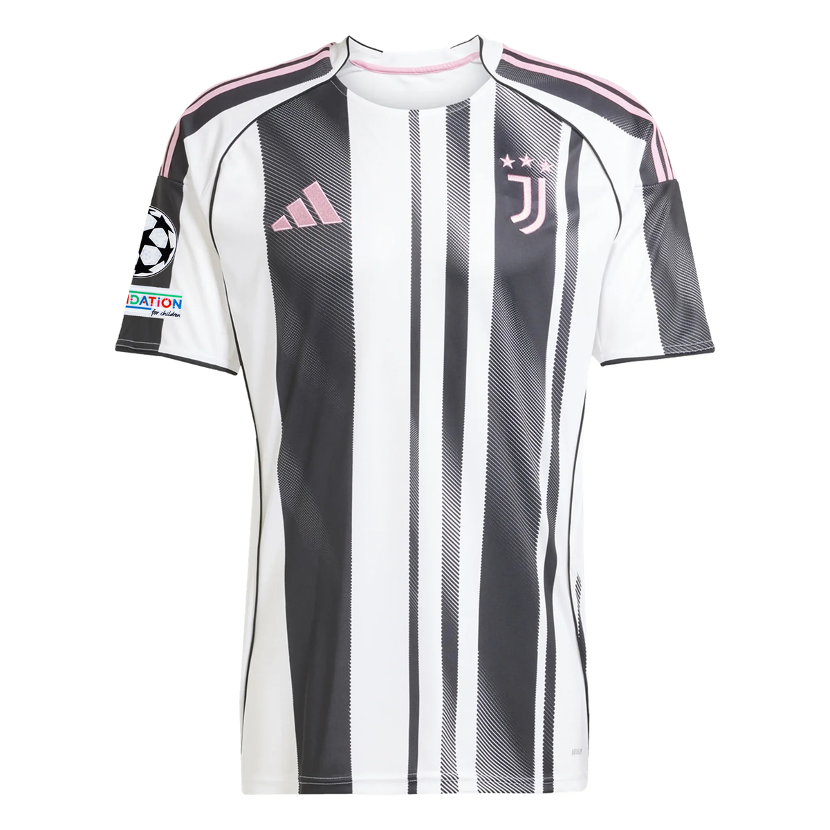 adidas Juventus Milik Home Jersey w/ Champions League Patches 25/26 (White/Black/Pink)