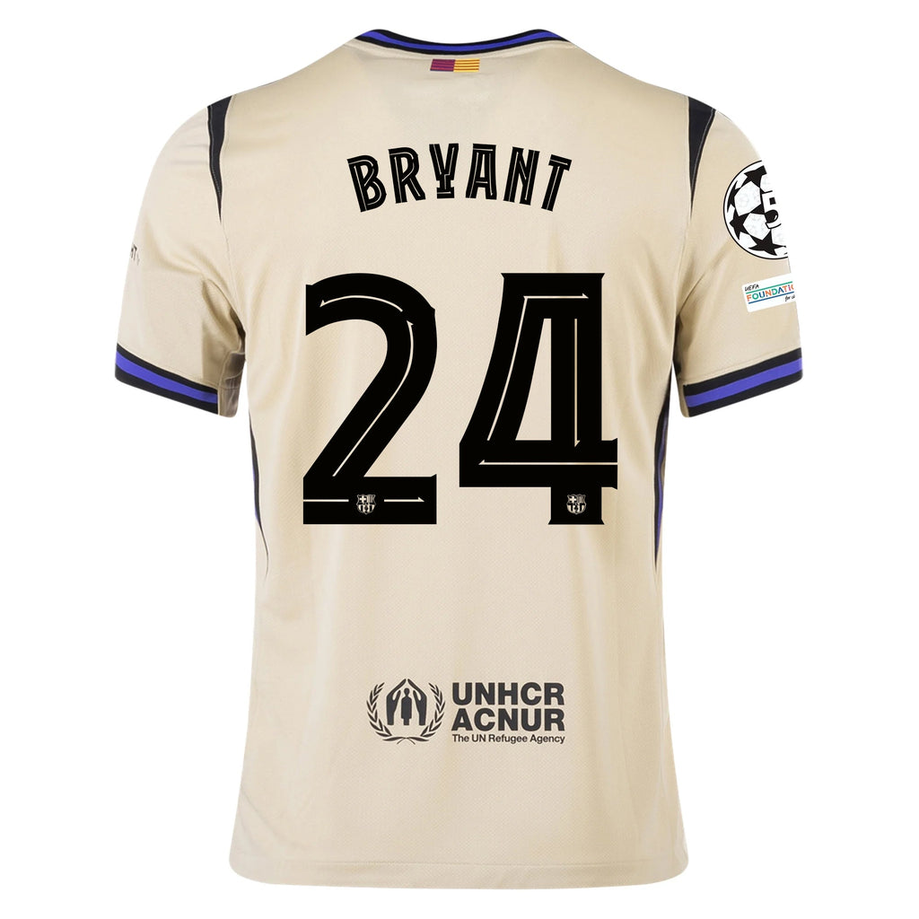 Nike Kobe Bryant Men's FC Barcelona Away Jersey 25/26 w/ Champions League Patches (Team Gold/Persion Violet/Black)
