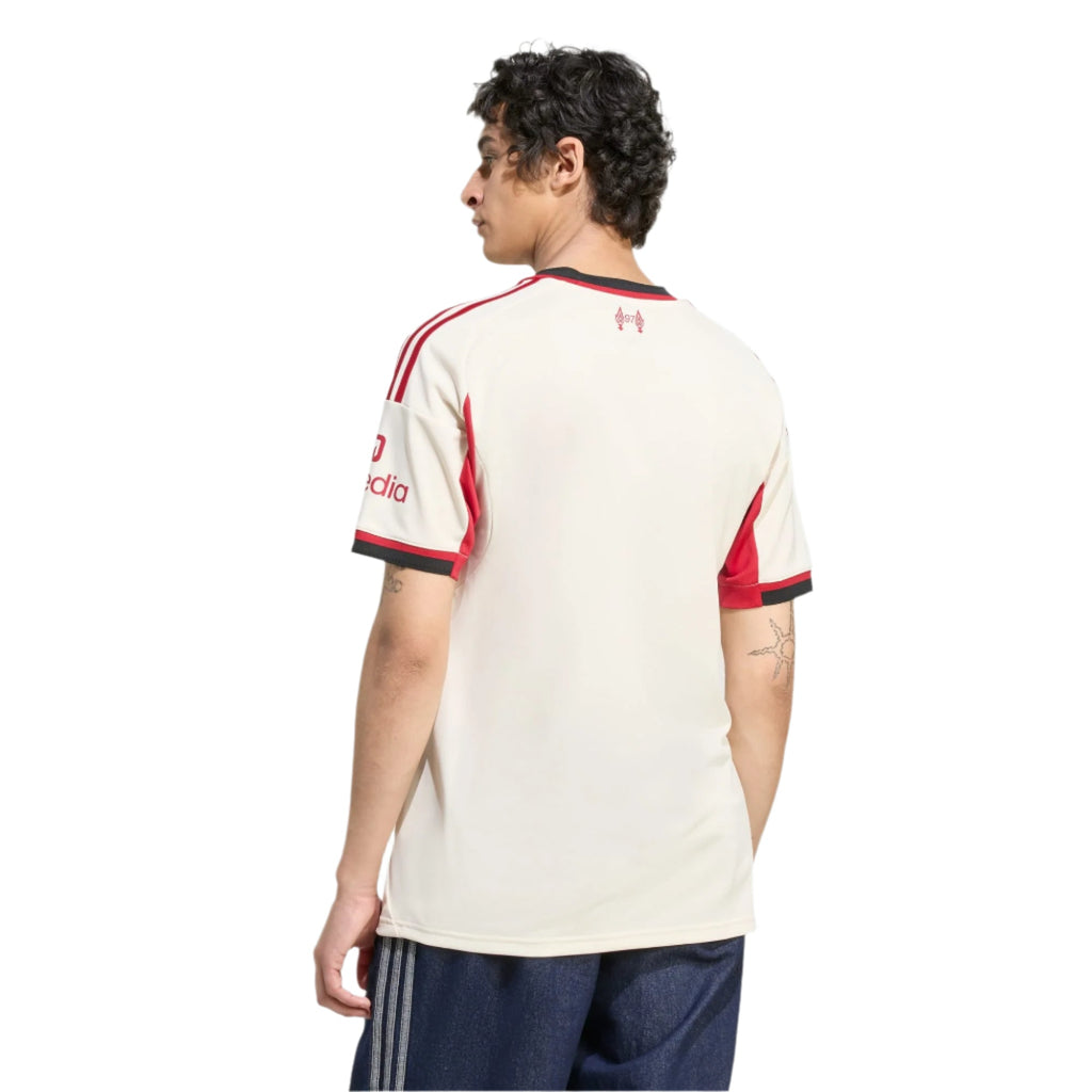 adidas Men's Liverpool Ibrahima KonatÃ© Away Jersey w/ Champions League Patches 25/26 (Wonder White)