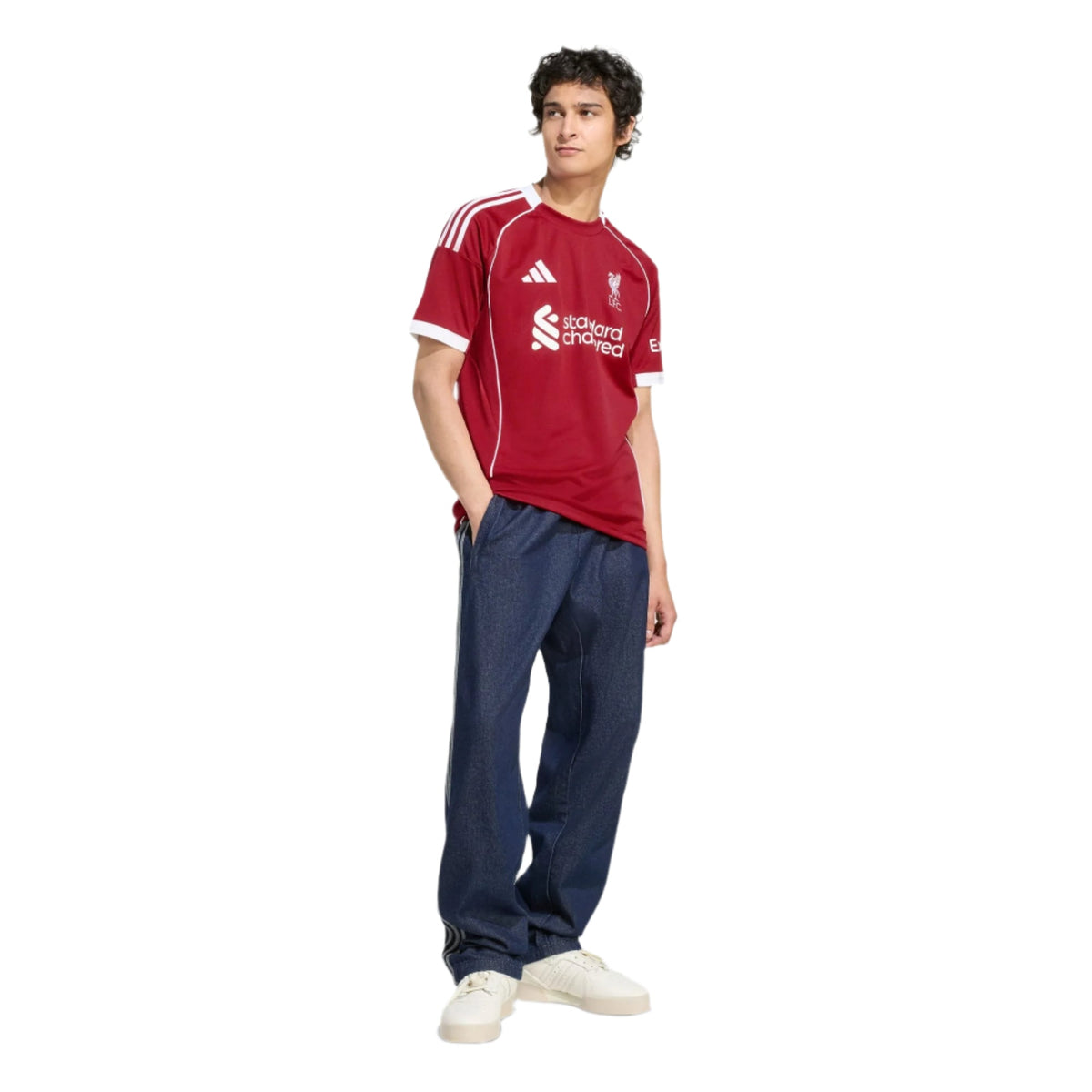 adidas Men's Liverpool Virgil Home Jersey 25/26 w/ Champions League Patches (Strawberry Red)