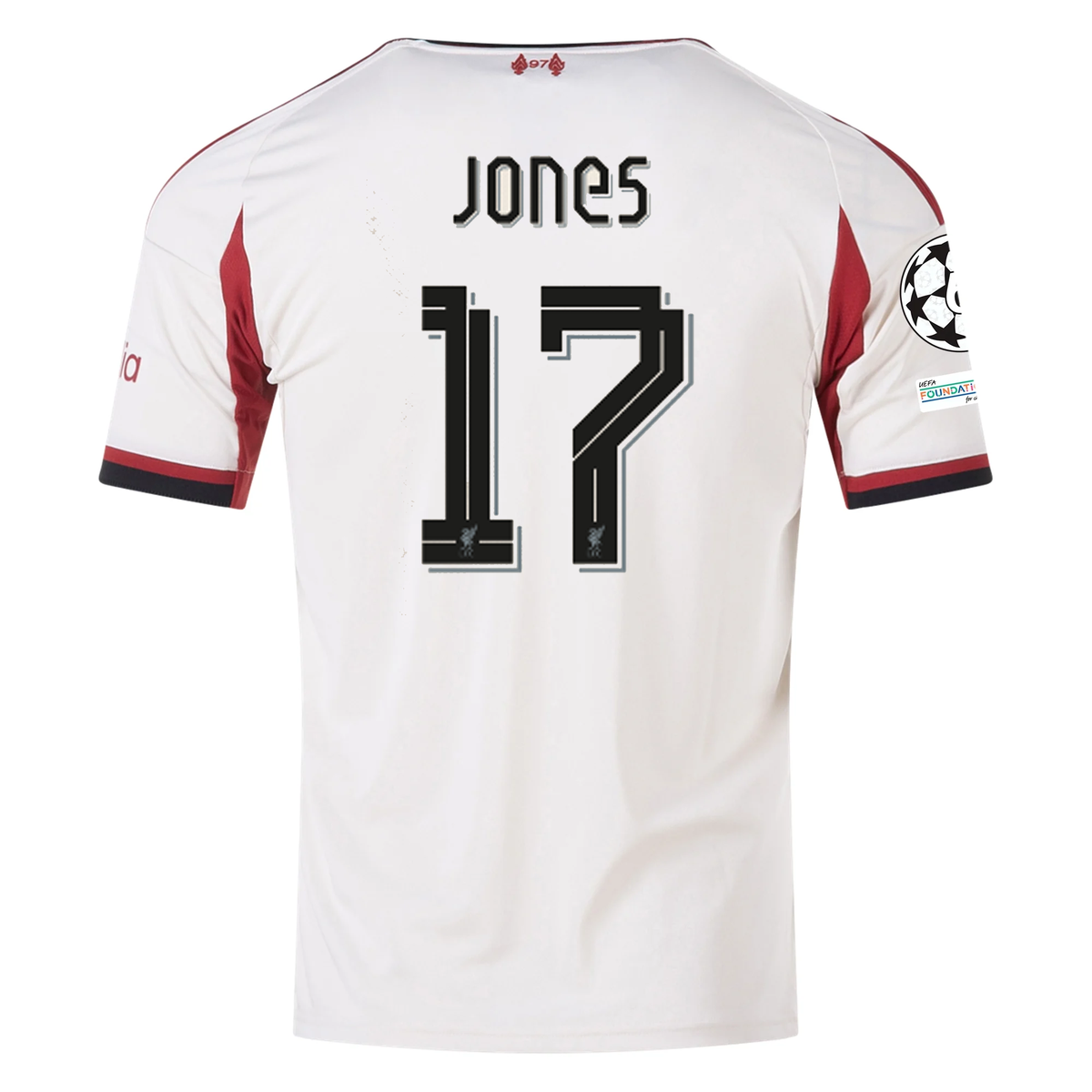 adidas Men's Liverpool Curtis Jones Away Jersey w/ Champions League Patches 25/26 (Wonder White)