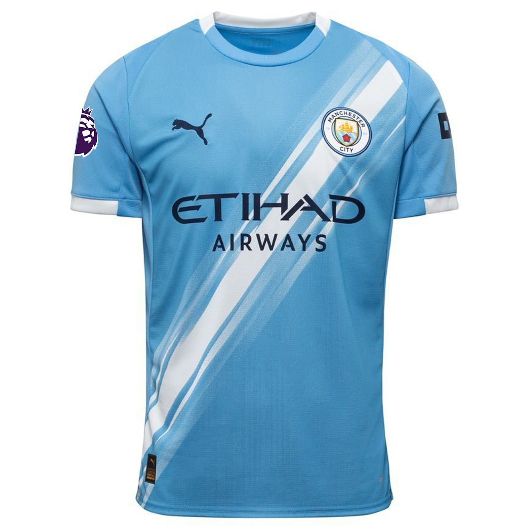 Puma Manuel Akanji Manchester City Home Jersey 25/26 w/ EPL + Sponsor Patch (Team Light Blue/Puma White)