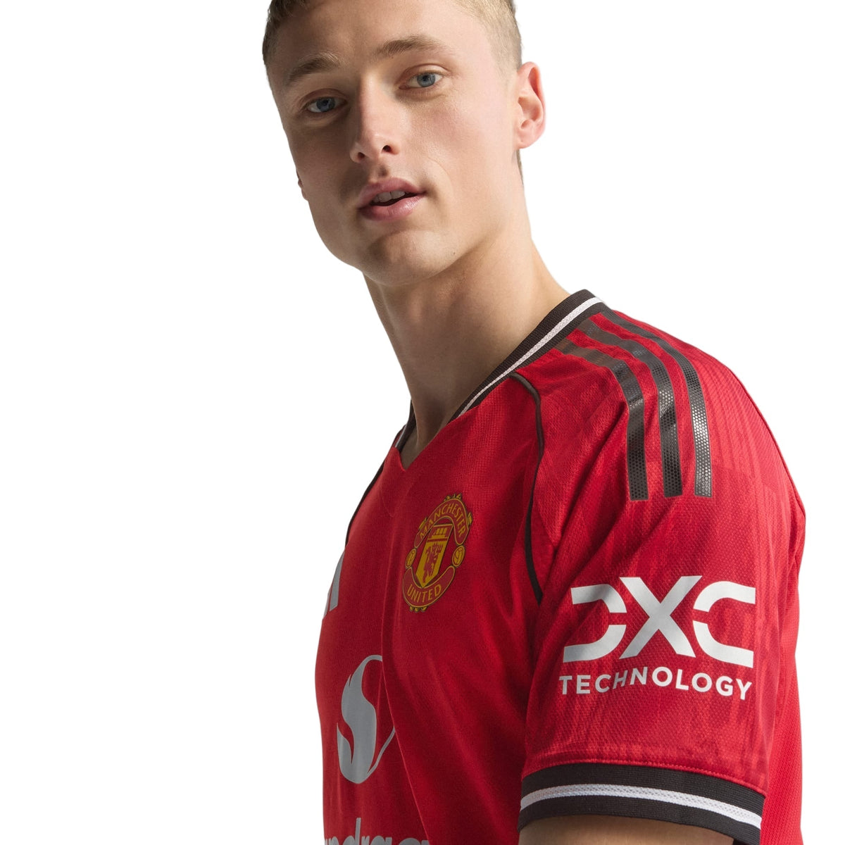 adidas Ugarte Men's Manchester United Authentic Home Jersey 25/26 w/ NRFR + EPL Patch (Red)