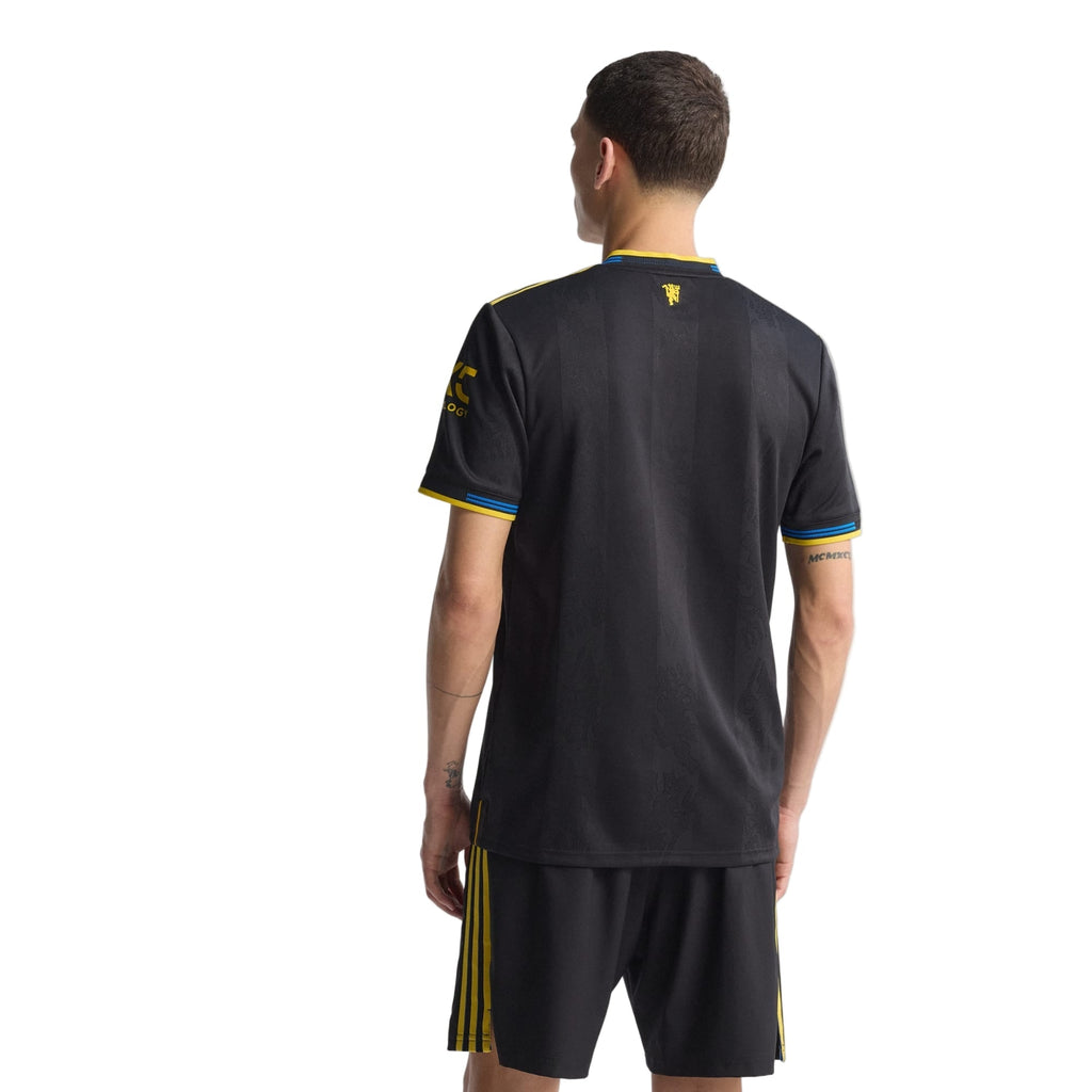 adidas Dalot Men's Manchester United Authentic Third Jersey 25/26 w/ NRFR + EPL Patches (Black)