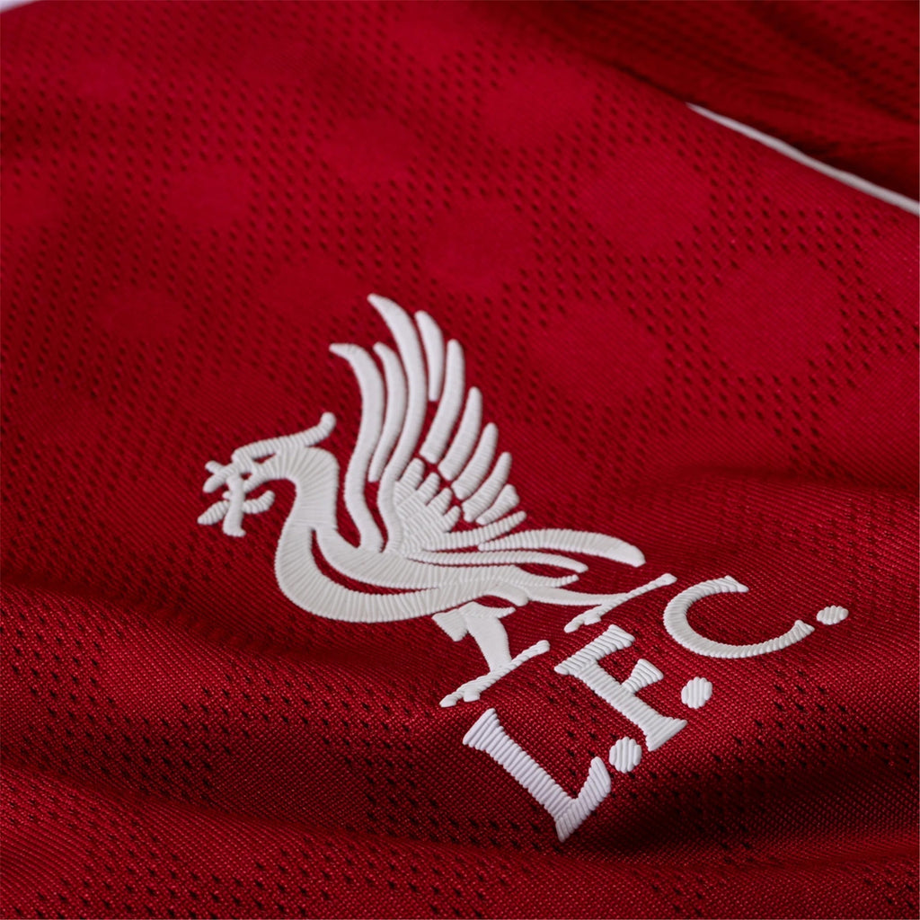 adidas Men's Liverpool FC Authentic Frimpong Home Jersey 25/26 w/ Champions League Patches (Strawberry Red)