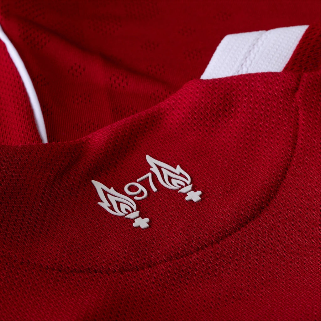 adidas Men's Liverpool FC Authentic Brodley Home Jersey 25/26 w/ Champions League Patches (Strawberry Red)