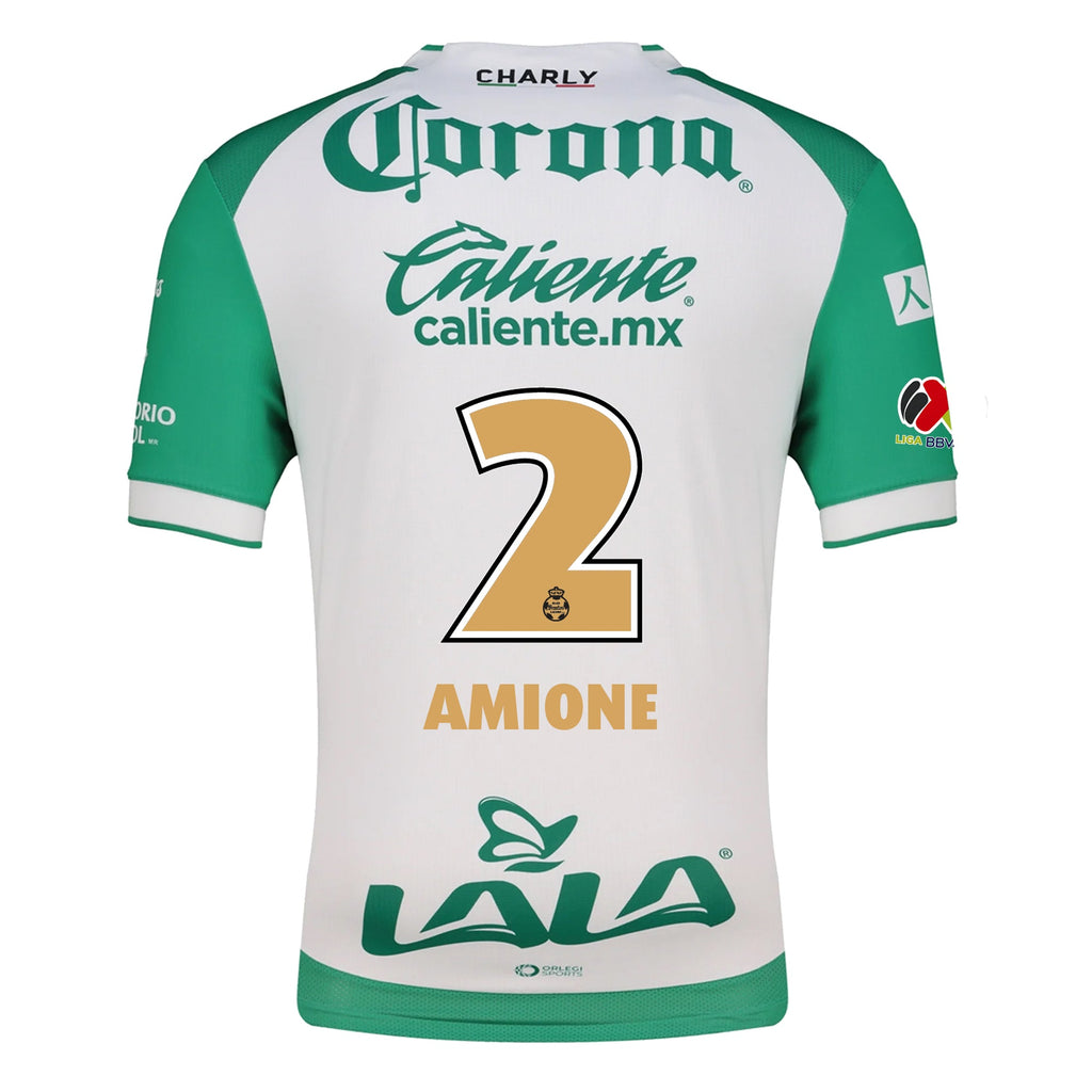 Charly Bruno Amione Men's Santos Laguna Home Jersey 25/26 w/ BBVA MX Patches (Green/White)