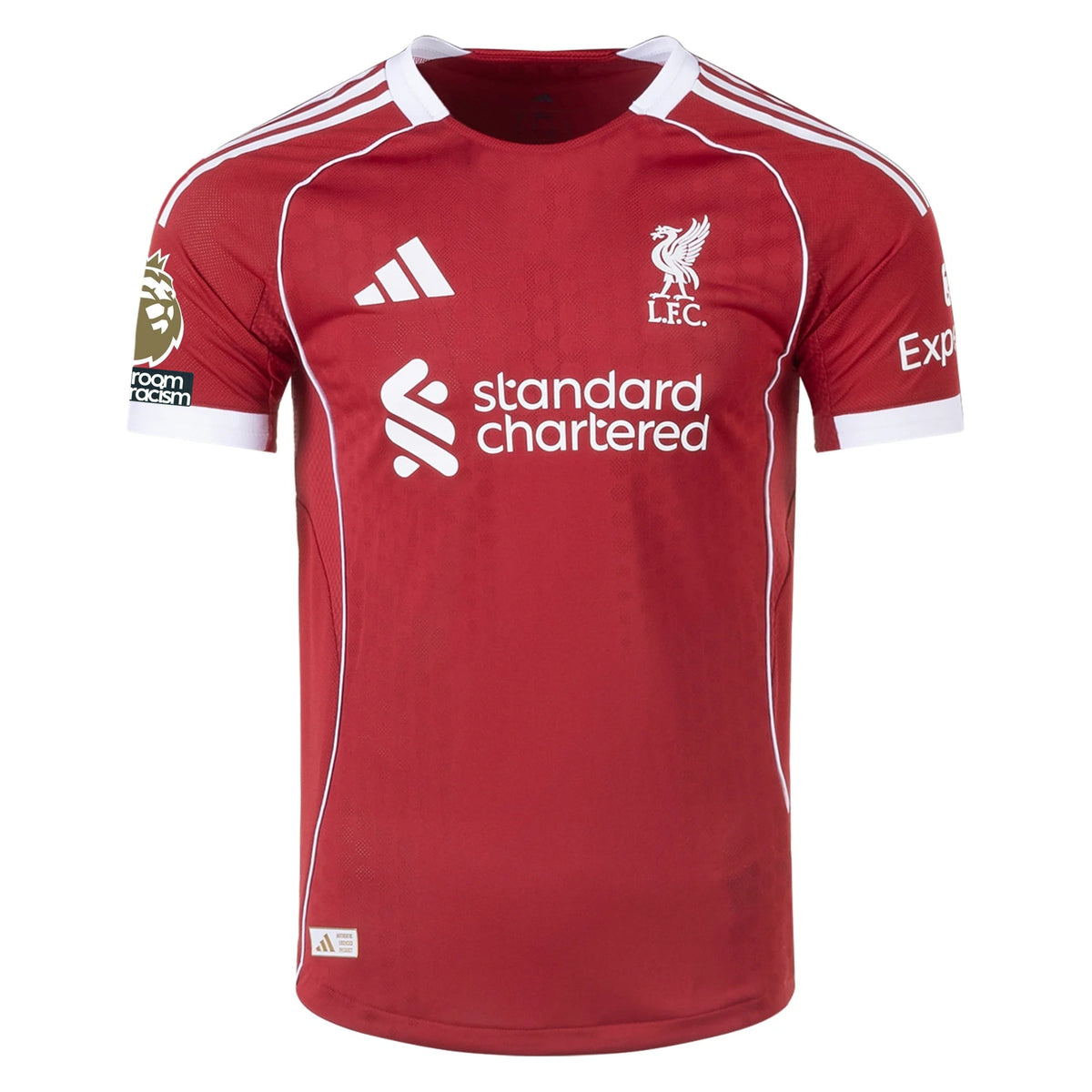 adidas Men's Liverpool FC Authentic Kerkez Home Jersey 25/26 w/ EPL + NRFR Patches (Strawberry Red)