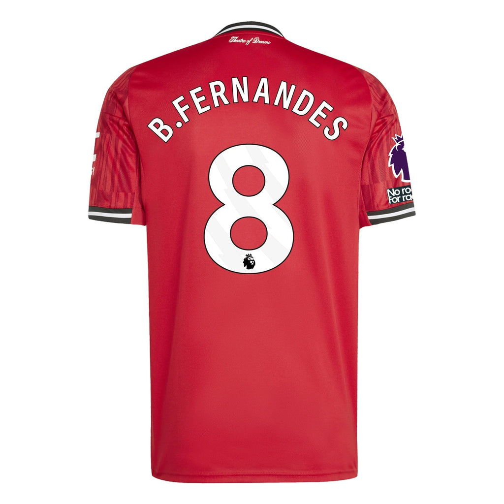 adidas Bruno Fernandes Men's Manchester United Home Jersey 25/26 w/ EPL + NRFR Patches (Red)