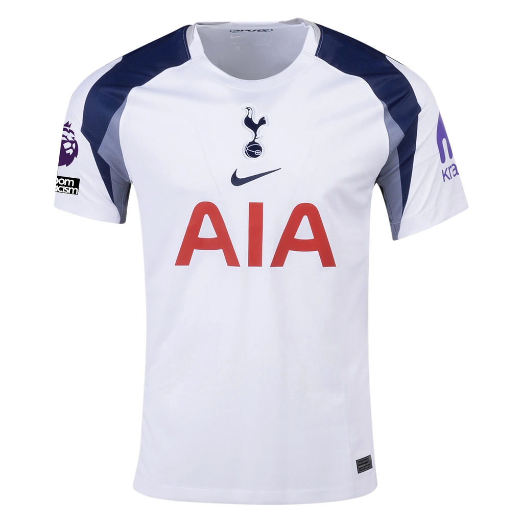 Nike Bergvall Tottenham Hotspurs Home Jersey w/ EPL + No Room For Racism Patch 25/26 (White/Iron/Binary Blue)