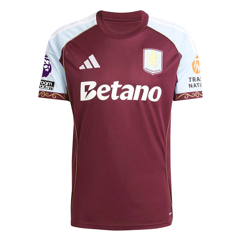 adidas Guessand Men's Aston Villa Home Jersey 25/26 w/ NRFR + EPL Patches (Maroon/Blue)