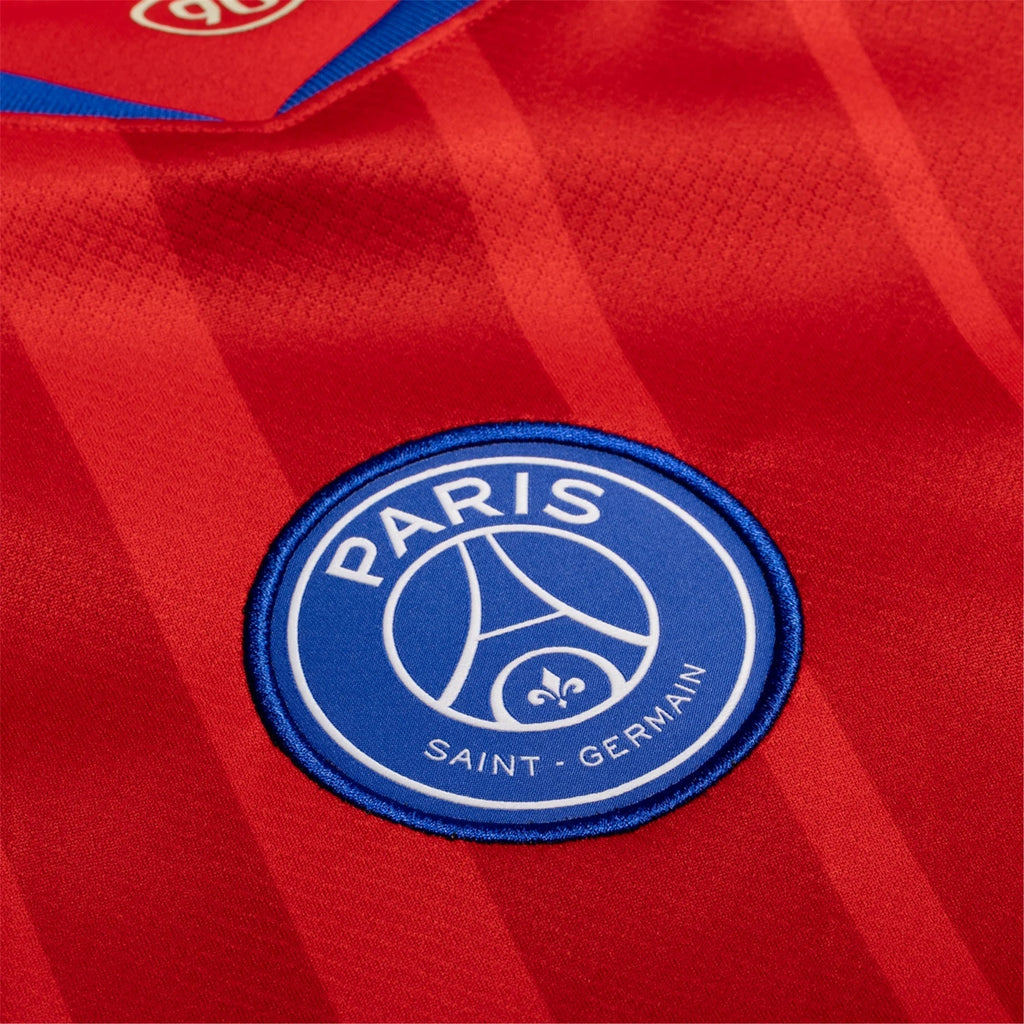 Nike Men's Paris Saint-Germain DÃ©sirÃ© DouÃ© T90 Third Jersey w/ Champions League Patches 25/26 (Sport Red/Hyper Royal)