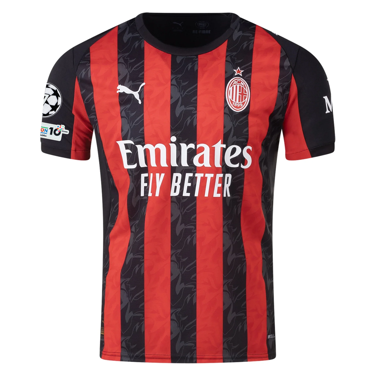 Puma AC Milan Christian Pulisic Home Jersey w/ Champions League Patches 25/26 (Red/Black)