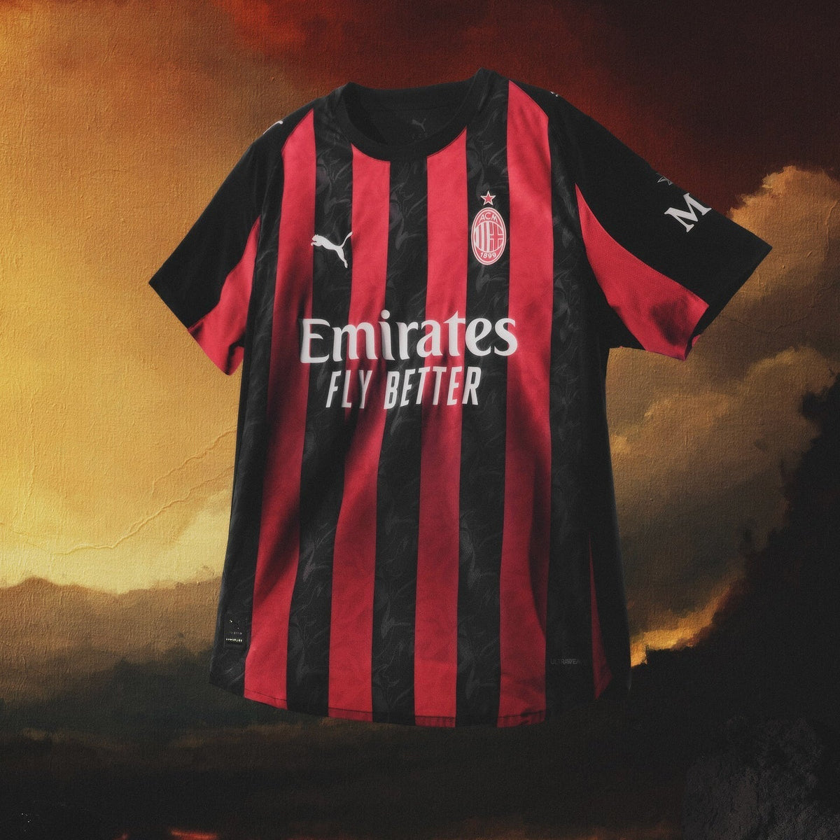 Puma Tomori Men's AC Milan Authentic Home Jersey 25/26 w/ Seria A Patch (Red/Black)