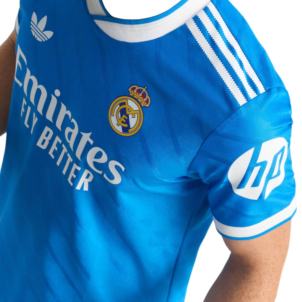 adidas Men's Kylian Mbappe Real Madrid 25/26 Authentic Third Jersey w/ Champions League Patches (Blue)