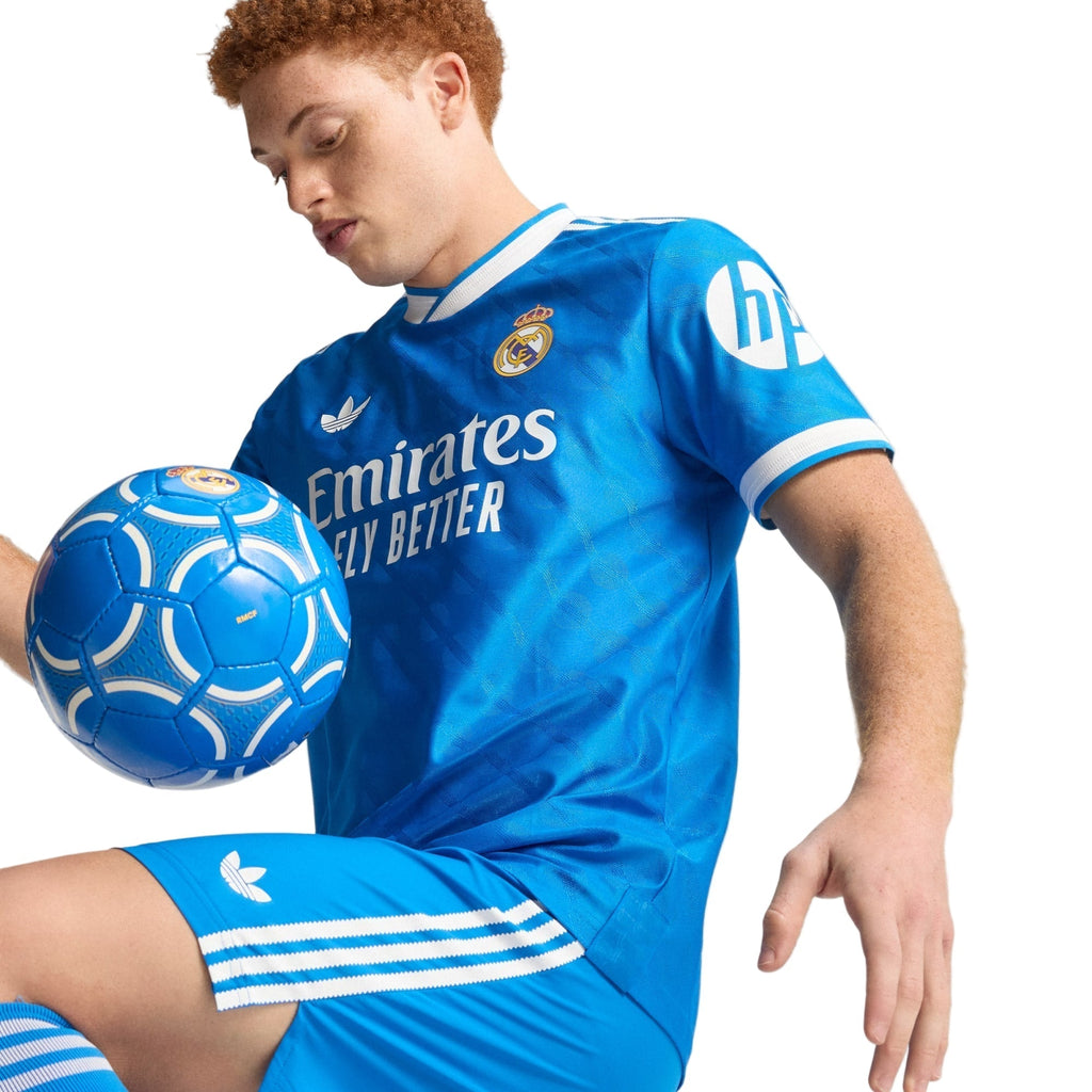 adidas Men's Kylian Mbappe Real Madrid 25/26 Authentic Third Jersey w/ Champions League Patches (Blue)