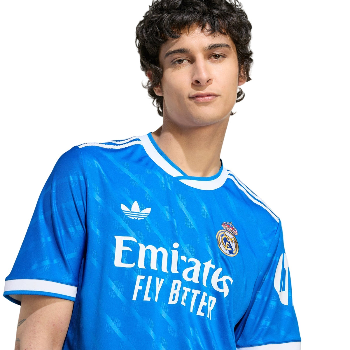 adidas E. Militao Men's Real Madrid Third Jersey 25/26 w/ Champions League Patches (Blue/White)
