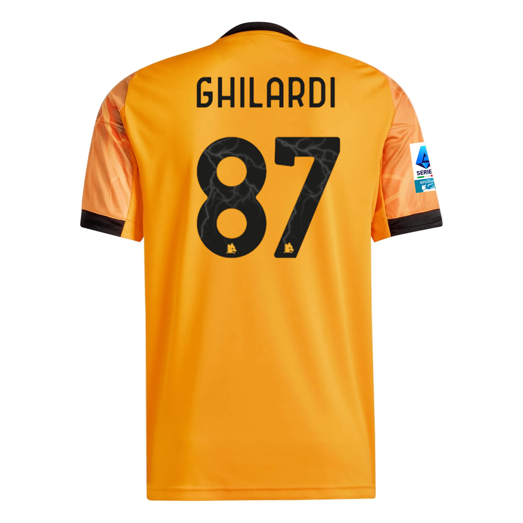 adidas Roma Daniele Ghilardi Away Jersey w/ Serie A Patch 25/26 (Orange/Black)