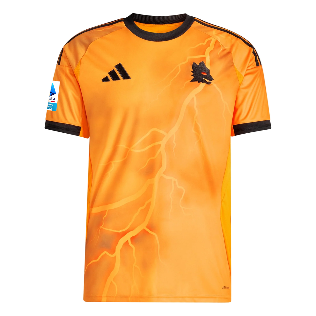 adidas Roma Buba SangarÃ© Away Jersey w/ Serie A Patch 25/26 (Orange/Black)