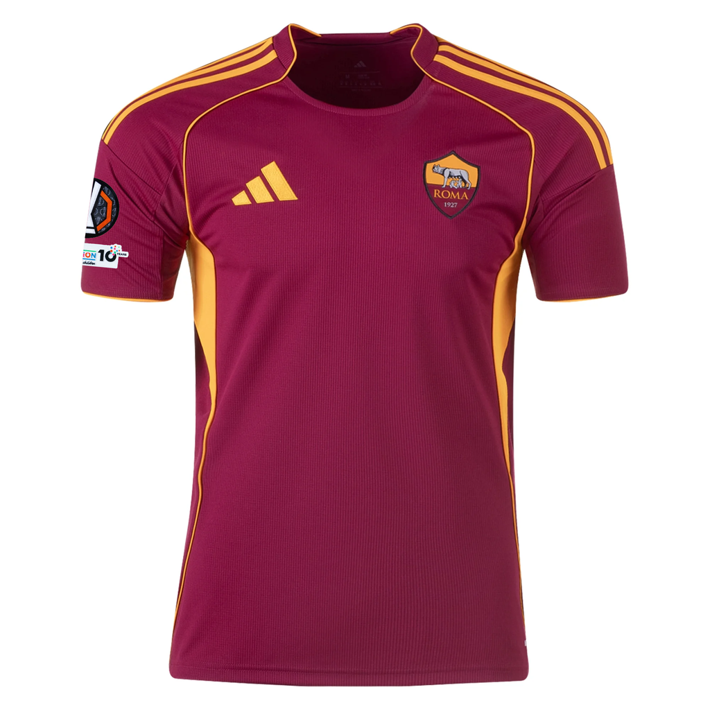 adidas Men's Roma Jan ZiÃ³Å‚kowski Home Jersey w/ Europa League Patches 25/26 (Burgundy)