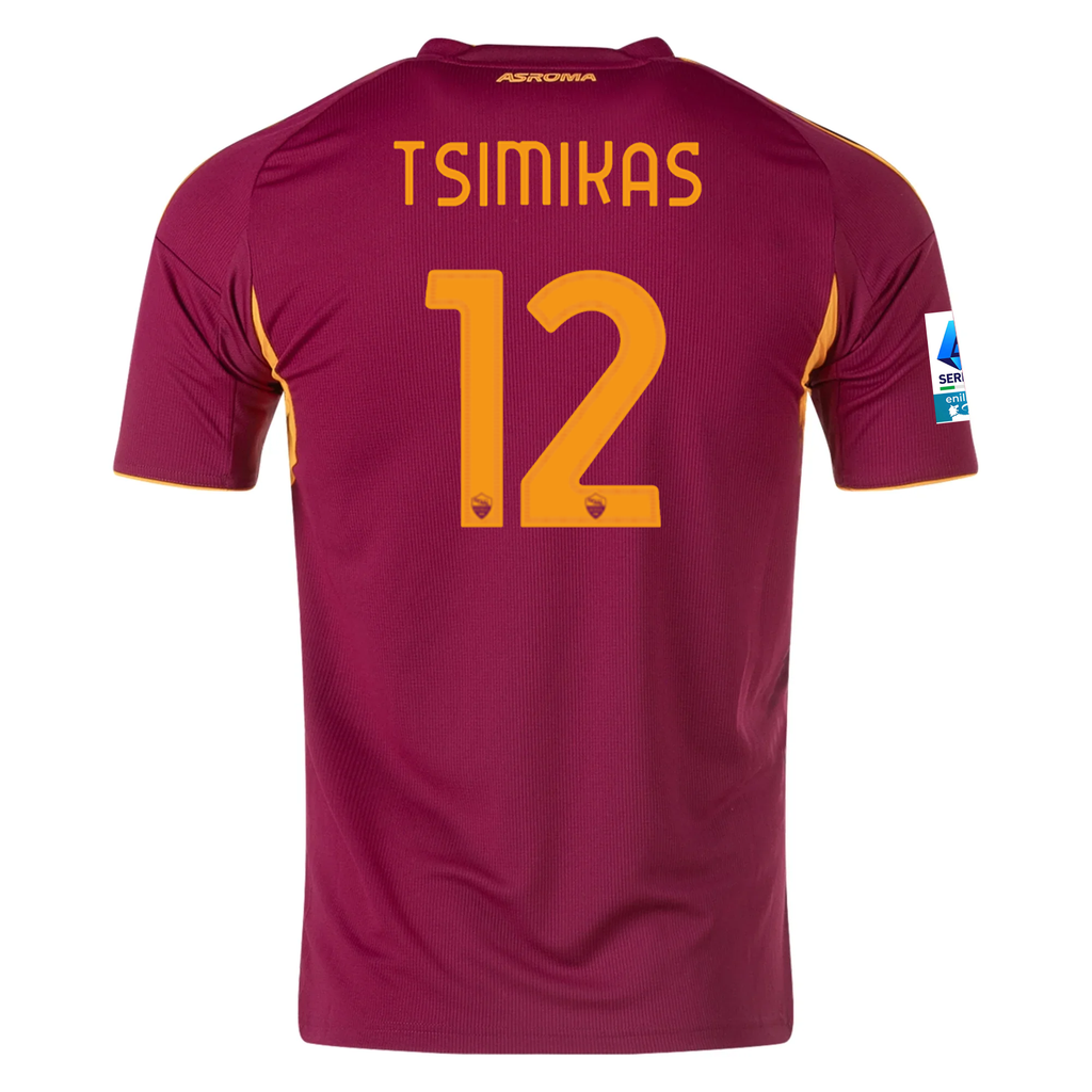 adidas Men's Roma Konstantinos Tsimikas Home Jersey w/ Serie A Patch 25/26 (Burgundy)