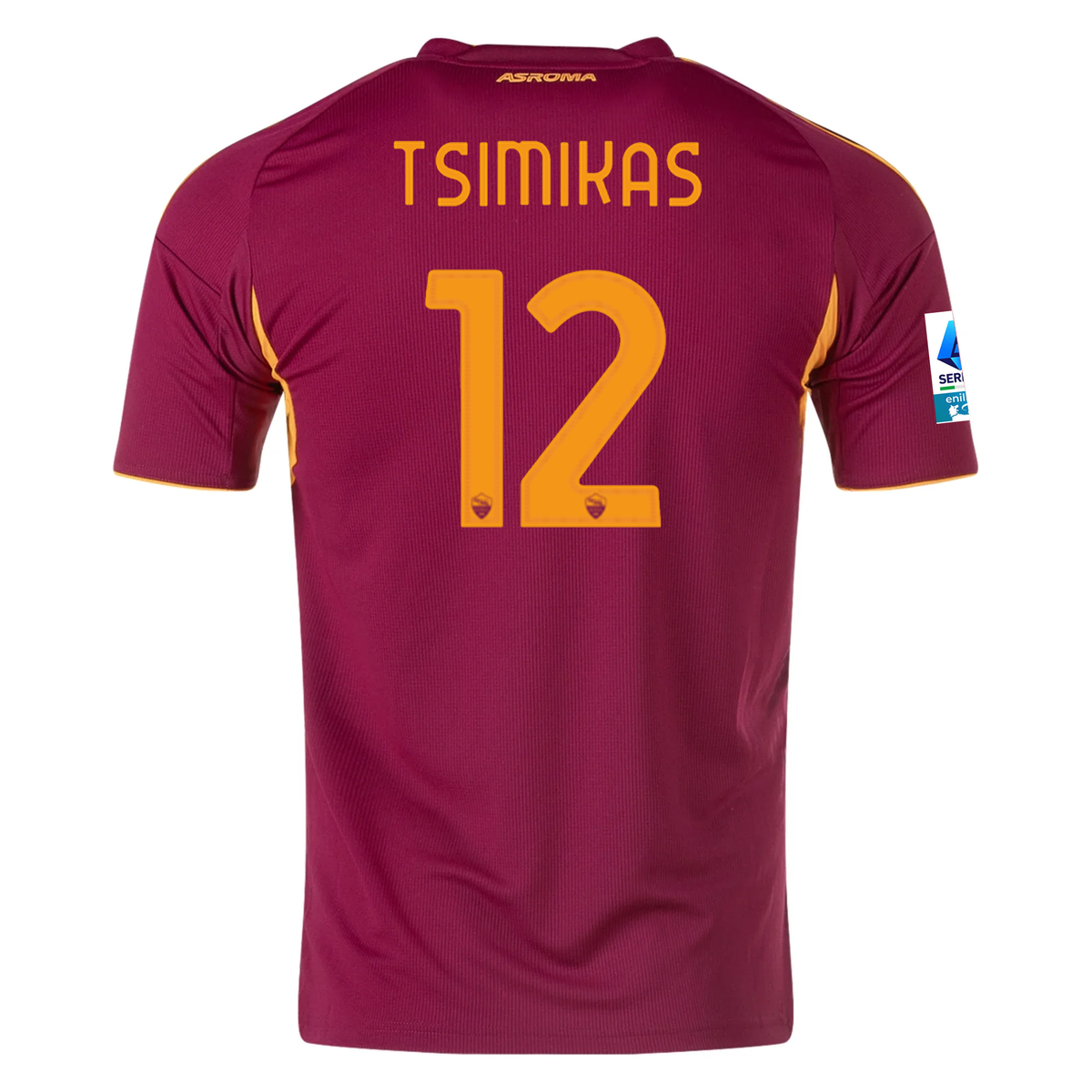 adidas Men's Roma Konstantinos Tsimikas Home Jersey w/ Serie A Patch 25/26 (Burgundy)