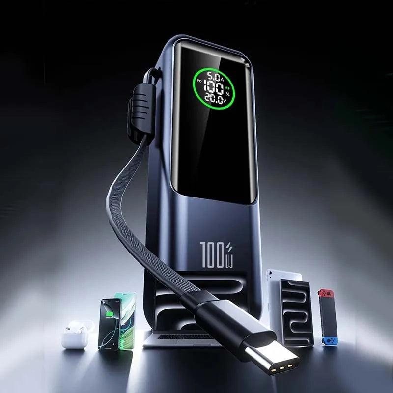 20000mAh Power Bank 100w Portable Charger Built-in USB C Cable PD 3.0 Fast Charging for iPhone 17 Samsung