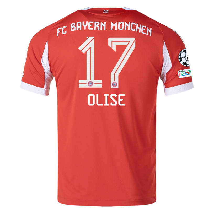 adidas Bayern Munich Olise Home Jersey w/ Champions League Patches 25/26 (Red)
