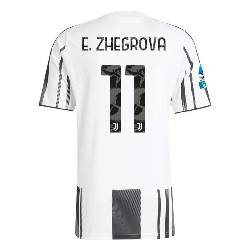 adidas Men's Juventus E. Zhegrova Home Jersey w/ Serie A Patch 25/26 (White/Black/Pink)