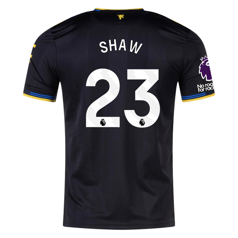 adidas Shaw Men's Manchester United Authentic Third Jersey 25/26 w/ NRFR + EPL Patches (Black)
