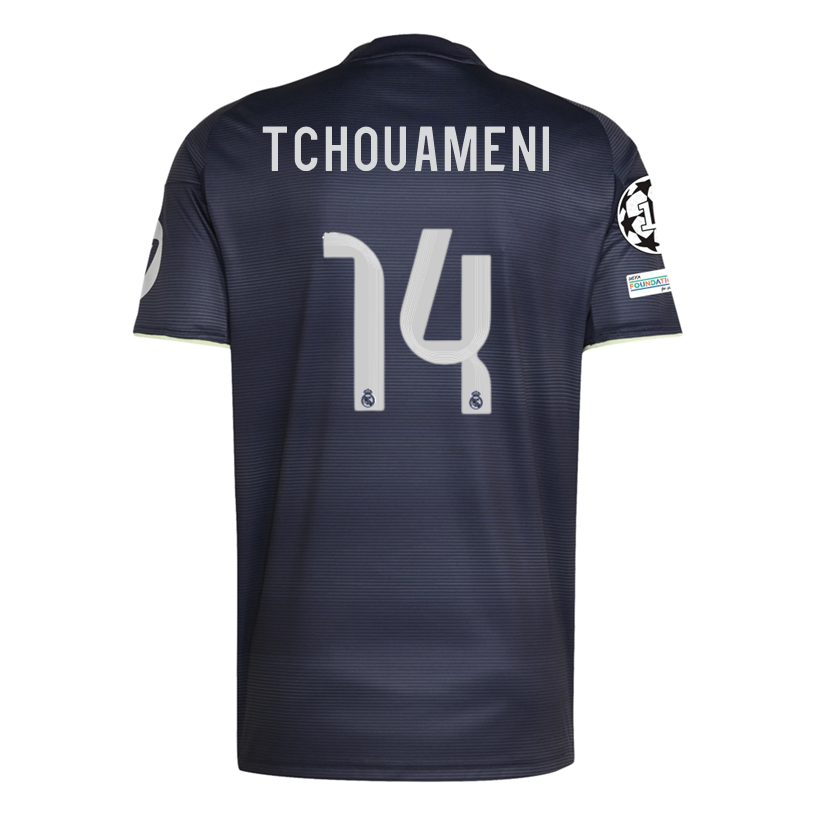 adidas TchouamÃ©ni Real Madrid 25/26 Away Jersey w/ Champions League Patches (Legend Ink)