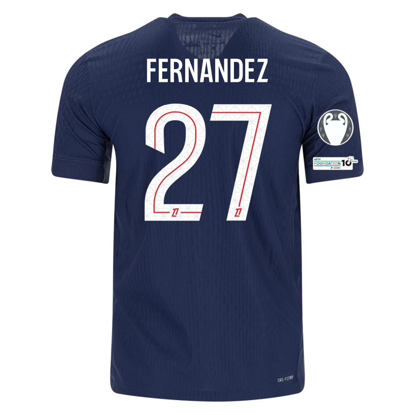 Nike Men's Fernandez Paris Saint-Germain Authentic Home Jersey 25/26 w/ Champions League Patches (Navy)