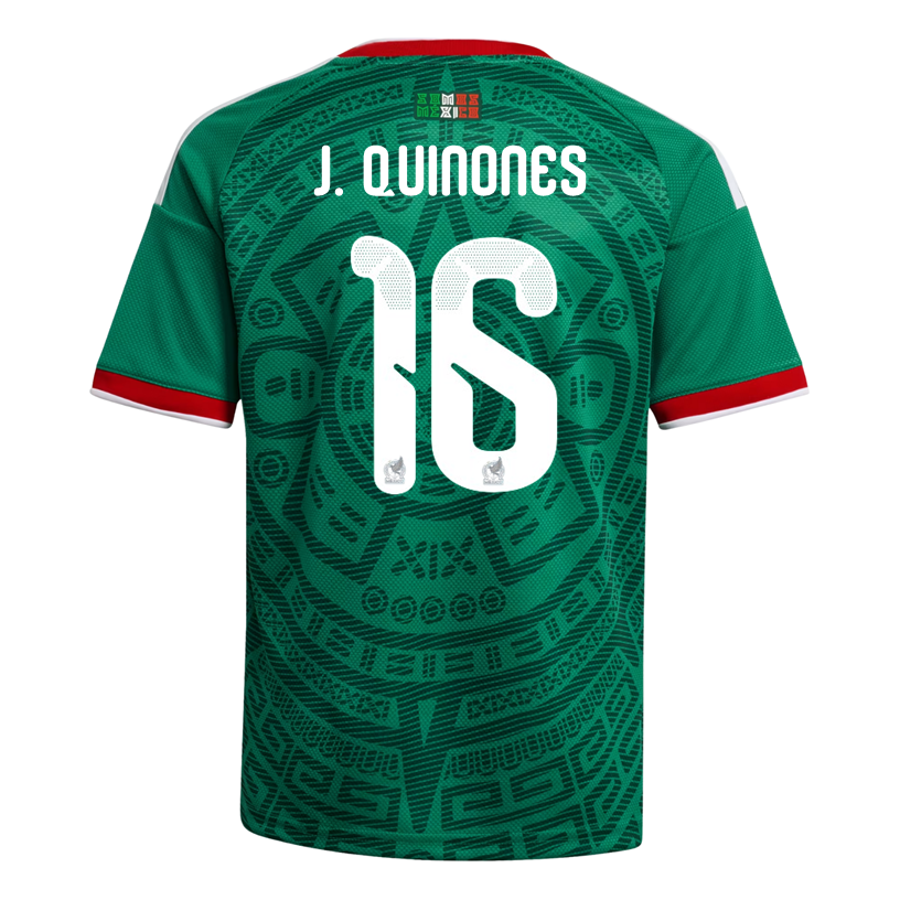 adidas Youth J. Quinones Mexico 2026 Home World Cup Jersey (Bold Green)