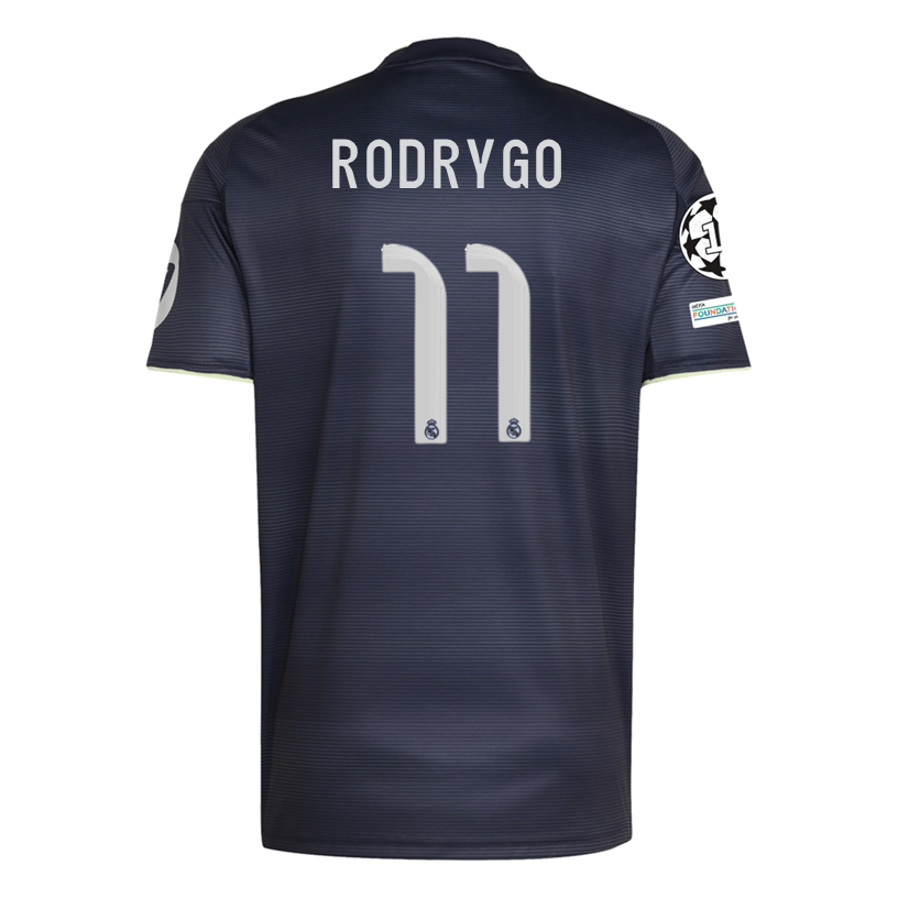 adidas Rodrygo Real Madrid 25/26 Away Jersey w/ Champions League Patches (Legend Ink)